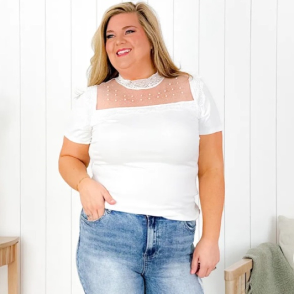Boutique Pearl & Rhinestone Top